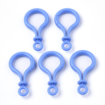 Opaque Solid Color Bulb Shaped Plastic Push Gate Snap Keychain Clasp Findings, Royal Blue, 57.5x32x12mm, Hole: 6mm