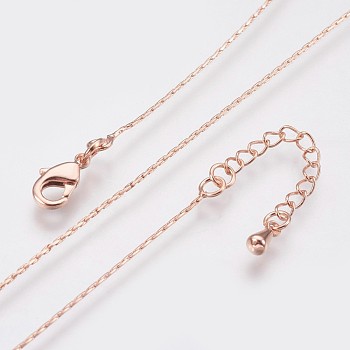 Long-Lasting Plated Brass Coreana Chain Necklaces, with Lobster Claw Clasp, Nickel Free, Real Rose Gold Plated, 18.1 inch (46cm), 0.7mm