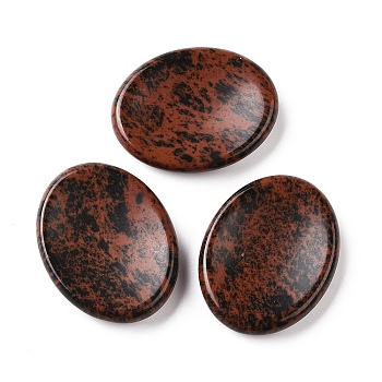 Oval Natural Mahogany Obsidian Thumb Worry Stone for Anxiety Therapy, 45.5x35.5x8.5mm
