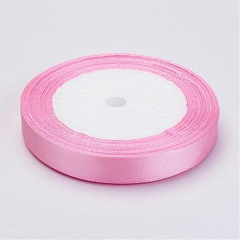 Breast Cancer Pink Awareness Ribbon Making Materials Single Face Satin Ribbon, Polyester Ribbon, Light Pink, about 1/2 inch(12mm) wide, 25yards/roll(22.86m/roll), 250yards/group(228.6m/group), 10rolls/group