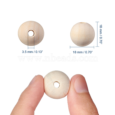 Perles en bois naturel non fini(WOOD-S651-18mm-LF)-2