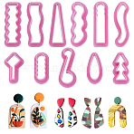 11Pcs 11 Styles PP Plastic Molds, Clay Cutters, Clay Modeling Tools, for Earring Making, Mixed Shapes, Hot Pink, 48~65x2~30x15mm, 1pc/style(DIY-HY0002-78)