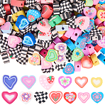 320Pcs 4 Styles Handmade Polymer Clay Beads, Heart, Mixed Color, 7~11x7~11x4~5mm, Hole: 1.5~2mm, 80pcs/style(CLAY-SP0001-08)