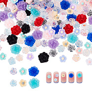 CRASPIRE 300Pcs 3 Styles Transparent & Opaque Resin Cabochons, Flower, Mixed Color, 7.5~12x7.5~11.5x3~5mm, 100pcs/style(CRES-CP0001-03)