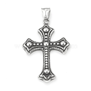 304 Stainless Steel Big Pendants, Cross Charm, Antique Silver, 52x34x4.5mm, Hole: 4x8mm(STAS-G303-24AS)