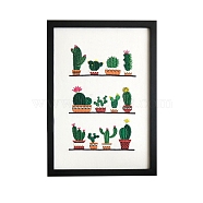 Embroidery Starter Kits, including Embroidery Fabric & Thread, Needle, Instruction Sheet, Cactus, 550x440mm(DIY-P077-038)