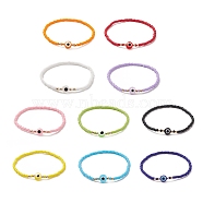10Pcs 10 Color Resin Evil Eye & Glass Seed Beaded Stretch Bracelets Set for Women, Mixed Color, Inner Diameter: 2 inch(5.1cm), 1Pc/color(BJEW-JB09165)
