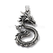 Tibetan Style Alloy Pendants, Dragon Charms, Antique Silver, 46x26.5x7mm, Hole: 8x4mm(TIBE-L012-039AS-06)