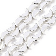 Electroplated Synthetic Non-magnetic Hematite Beads Strands, Nickel Free & Lead Free, Crescent Moon, Silver Plated, 8.5x5x2.5mm, Hole: 0.8mm, about 56pcs/strand, 16.22 inch(41.2cm)(G-C156-03S)