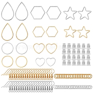Dangle Earring DIY Making Kit, Including 201 Stainless Steel Linking Rings, Silicone Ear Nuts, Iron Jump Rings, Brass Earring Hooks, Mixed Color, Linking Rings: 24pcs/set(DIY-SZ0005-79)