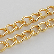 Iron Twisted Chains, Unwelded, with Spool, Gold Plated, 5x4x1mm, about 328.08 Feet(100m)/roll(CH-S118)