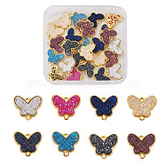 Craftdady 32Pcs 8 Colors Brass Links Connectors, with Druzy Resin, Butterfly, Golden, Mixed Color, 14.5x16x4mm, Hole: 1.2mm, 4pcs/color(KK-CD0001-19)