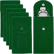 Velvet Watch Bag Package, with Snap Button, Green, 13x6.7x0.8cm(TP-WH0013-005C)