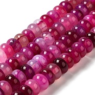 Natural Agate Beads Strands, Dyed & Heated, Rondelle, Fuchsia, 8~8.5x4.5~5.5mm, Hole: 1.4mm, about 41pcs/strand, 7.40~7.48''(18.8~19cm)(G-H295-C03-02)