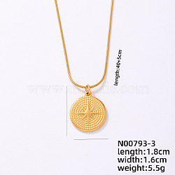 Vintage Stainless Steel Round Snake Chain Flat Round Pendant Necklaces, Religion Star Pendant Necklaces, Golden, 15.75 inch(40cm)(VV1854-3)