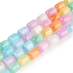 Rainbow Color Natural Selenite Beads Strands, Dyed, Drum Beads, Colorful, 9x6mm, Hole: 1.2mm, about 43pcs/strand, 15.63~15.83(39.7~40.2cm)(G-F750-M02-02)