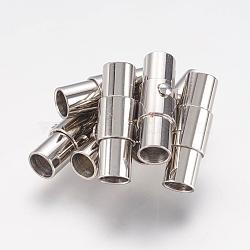 Tarnish Resistant Smooth 304 Stainless Steel Locking Tube Magnetic Clasps, Column Magnetic Closure, Stainless Steel Color, 18x5mm(STAS-H019-2)