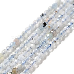 Natural Aquamarine Beads Strands, Faceted, Round, 2mm, Hole: 0.5mm, about 187pcs/strand, 14.96''(38cm)(G-I341-08)