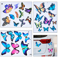 3 Sheets 3 Styles Butterfly PVC Waterproof Self-adhesive Stickers, 3D Decals for Car, Motorcycle Decoration, Mixed Color, 300x200x0.2mm, 1 sheet/style(DIY-CP0009-13)