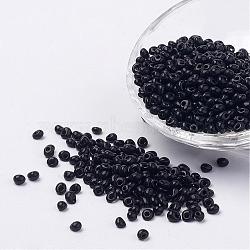 Opaque Glass Seed Beads, Fringe Teardrop Beads, Black, 4~5x3mm, Hole: 1mm, about 440~450g/bag(SEED-R032-A02)