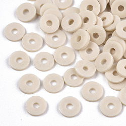 Handmade Polymer Clay Beads, for DIY Jewelry Crafts Supplies, Disc/Flat Round, Heishi Beads, Light Goldenrod Yellow, 4x1mm, Hole: 1mm, about 50600pcs/920g(CLAY-Q251-4.0mm-106)