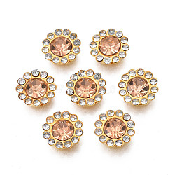 Sew on Rhinestone, Transparent Glass Rhinestone, with Iron Prong Settings, Faceted, Flower, Light Peach, 12x5mm, Hole: 1.2mm(RGLA-S030-01C-B08)