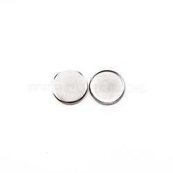 304 Stainless Steel Cabochon Settings, Flat Round, Stainless Steel Color, Tray: 14mm, 16x1.8mm(STAS-WH0027-10E-P)