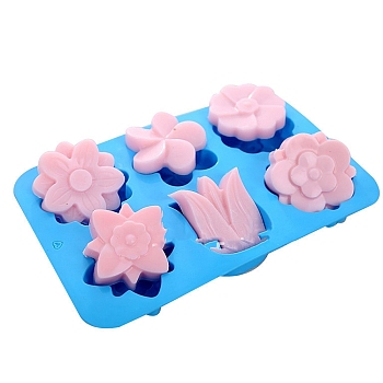 Flower DIY Silicone Soap Molds, Resin Casting Molds, For UV Resin, Epoxy Resin Jewelry Making, Deep Sky Blue, 170x260x28mm
