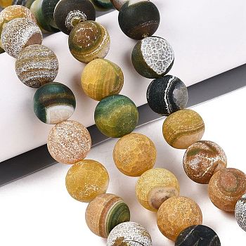 Natural Weathered Agate Beads Strands, Round, Dyed & Heated, 14mm, Hole: 0.8~1.2mm, about 28pcs/strand, 14.96~15.35 inch(38~39cm)
