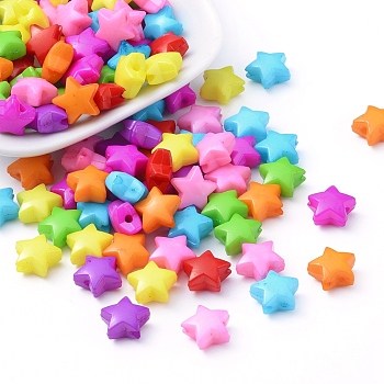 Opaque Acrylic Beads, Star, Mixed Color, 12x12x6mm, Hole: 2mm