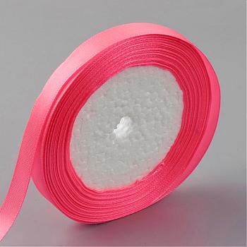 Single Face Satin Ribbon, Polyester Ribbon, Breast Cancer Pink Awareness Ribbon Making Materials, Valentines Day Gifts, Boxes Packages, Light Coral, 1/2 inch(12mm), about 25yards/roll(22.86m/roll), 250yards/group(228.6m/group), 10rolls/group