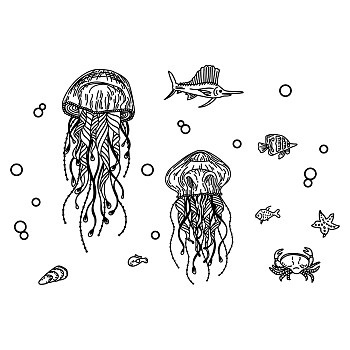 PVC Wall Stickers, Wall Decoration, Jellyfish, 960x390mm, 2 sheets/set