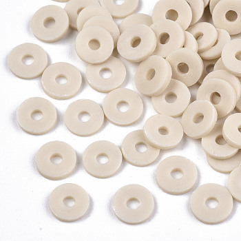Handmade Polymer Clay Beads, for DIY Jewelry Crafts Supplies, Disc/Flat Round, Heishi Beads, Light Goldenrod Yellow, 4x1mm, Hole: 1mm, about 50600pcs/920g