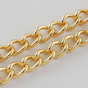 Iron Twisted Chains, Unwelded, with Spool, Gold Plated, 5x4x1mm, about 328.08 Feet(100m)/roll