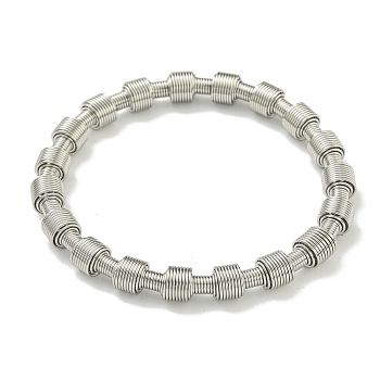 Non-Tarnish Adjustable 304 Stainless Steel Column Spring Wire Bracelets, Stainless Steel Color, Inner Diameter: 2-1/8 inch(5.5cm)