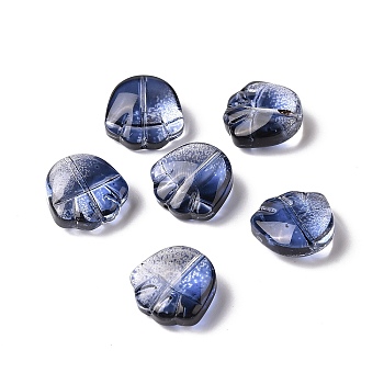 Transparent Spray Painted Glass Beads, Bear Claw Print, Dark Blue, 14x14x7mm, Hole: 1mm