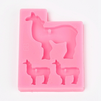 Goat Silicone Pendant Molds, Resin Casting Molds, For UV Resin, Epoxy Resin Jewelry Making, Pearl Pink, 80x60x7mm, Inner Size: about 25x25mm & 48x49mm