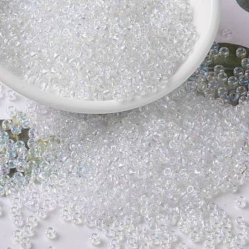 MIYUKI Round Rocailles Beads, Japanese Seed Beads, 8/0, (RR250) Crystal AB, 3mm, Hole: 1mm, about 422~455pcs/10g