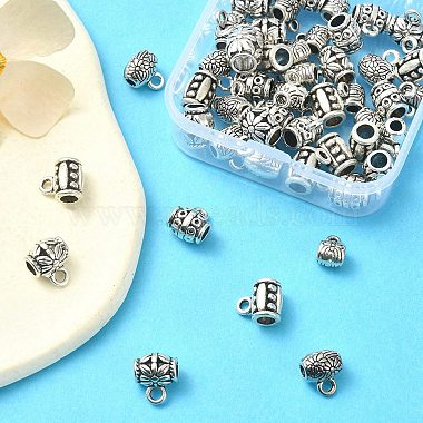 50Pcs 5 Style Tibetan Style Alloy Barrel Carved Flower Bail Beads(FIND-YW0003-18)-5