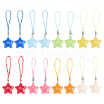 Star Acrylic Mobile Straps, Polyester Cord Mobile Accessories Decoration, Mixed Color, 8~8.3cm, 8 color, 2pcs/color, 16pcs/set(HJEW-AB00160)