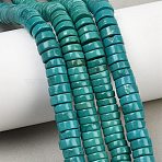 Natural Magnesite Beads Strands, Dyed & Heated, Disc, Heishi Beads, Medium Turquoise, 8x3mm, Hole: 1.2mm, about 118pcs/strand, 14.96''(38cm)(G-Z143-G01-03)