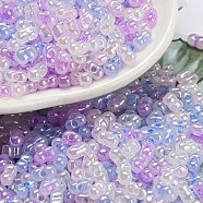 Ceylon Glass Seed Beads, Peanut, Plum, 4~4.5x2~2.5x2~2.5mm, Hole: 0.8~0.9mm, about 10000pcs/pound(SEED-K009-02B-36)