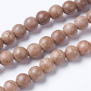 Natural Wood Beads Strands, Round, BurlyWood, 10mm, Hole: 1mm, about 38pcs/strand, 14.9 inch(38cm)(WOOD-J001-02-10mm)
