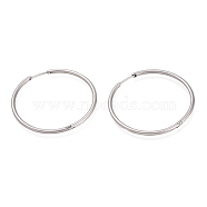 201 Stainless Steel Huggie Hoop Earrings, with 304 Stainless Steel Pin, Hypoallergenic Earrings, Ring, Stainless Steel Color, 39.5x2mm, 12 Gauge, Pin: 1mm(EJEW-O095-02I)