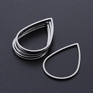 201 Stainless Steel Linking Rings, Laser Cut, Teardrop, Stainless Steel Color, 26x17x1mm, Inner Size: 23.5x15mm(STAS-S105-T941-1)