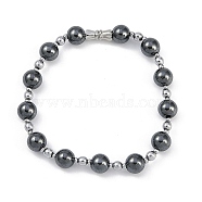 Synthetic Non-magnetic Hematite Beaded Stretch Bracelets for Women Men, with Platinum Alloy Clasp, 7-5/8 inch(19.5cm)(BJEW-F480-02C)