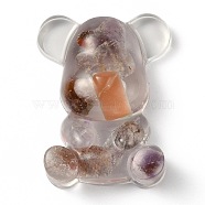 Resin Display Decorations, with Natural Auralite Chips Inside, Bear, 53.5~53.8x41~41.5x17.5~21mm(DJEW-H001-B34)