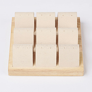 Wood Earring Displays, with Faux Suede, 9 Compartments, Square, PeachPuff, 15x15x1.8cm(EDIS-E024-03)