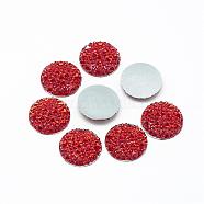 Resin Cabochons, Bottom Silver Plated, Half Round/Dome, Red, 18x3.5mm(CRES-Q192-18mm-06)