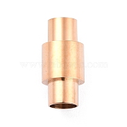Ion Plating(IP) 304 Stainless Steel Magnetic Clasps with Glue-in Ends, Column, Rose Gold, 20x10mm, Hole: 6mm(STAS-F276-04RG)
